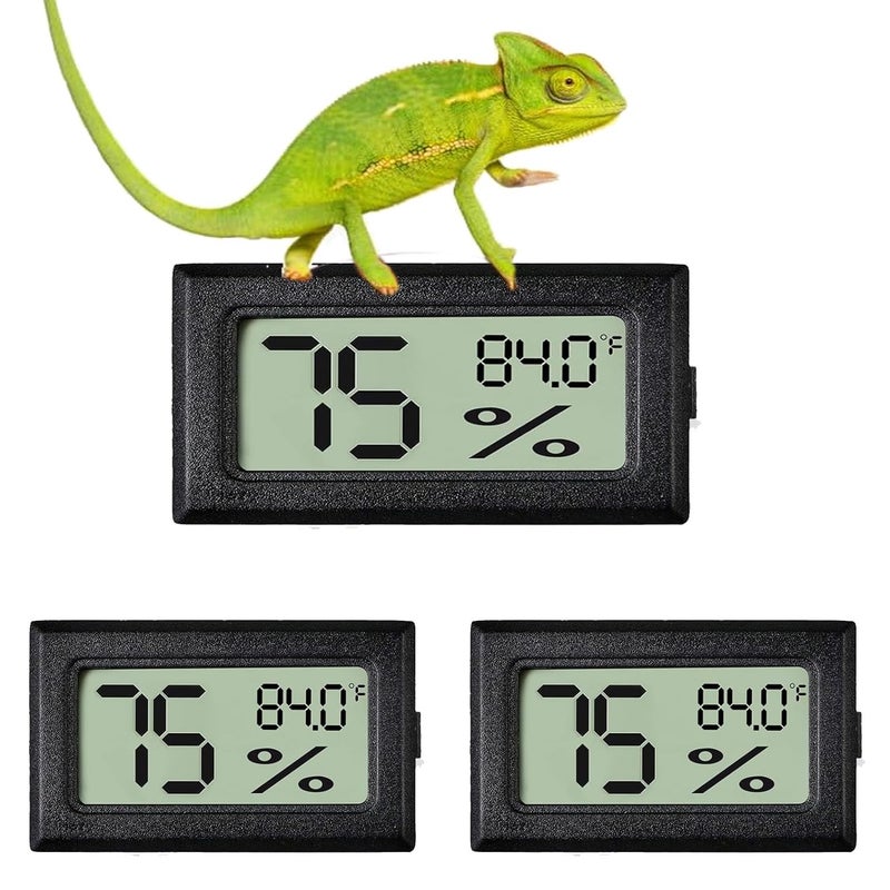 Fembemok Reptile Thermometer and Humidity Gauge for Breeding Box Temperature and Humidity Monitor 3PCS Reptile Thermometer Hygrometer Adhesive for Amphibians，Reptiles Tank Accessories for Lizards Turtles - Image 1